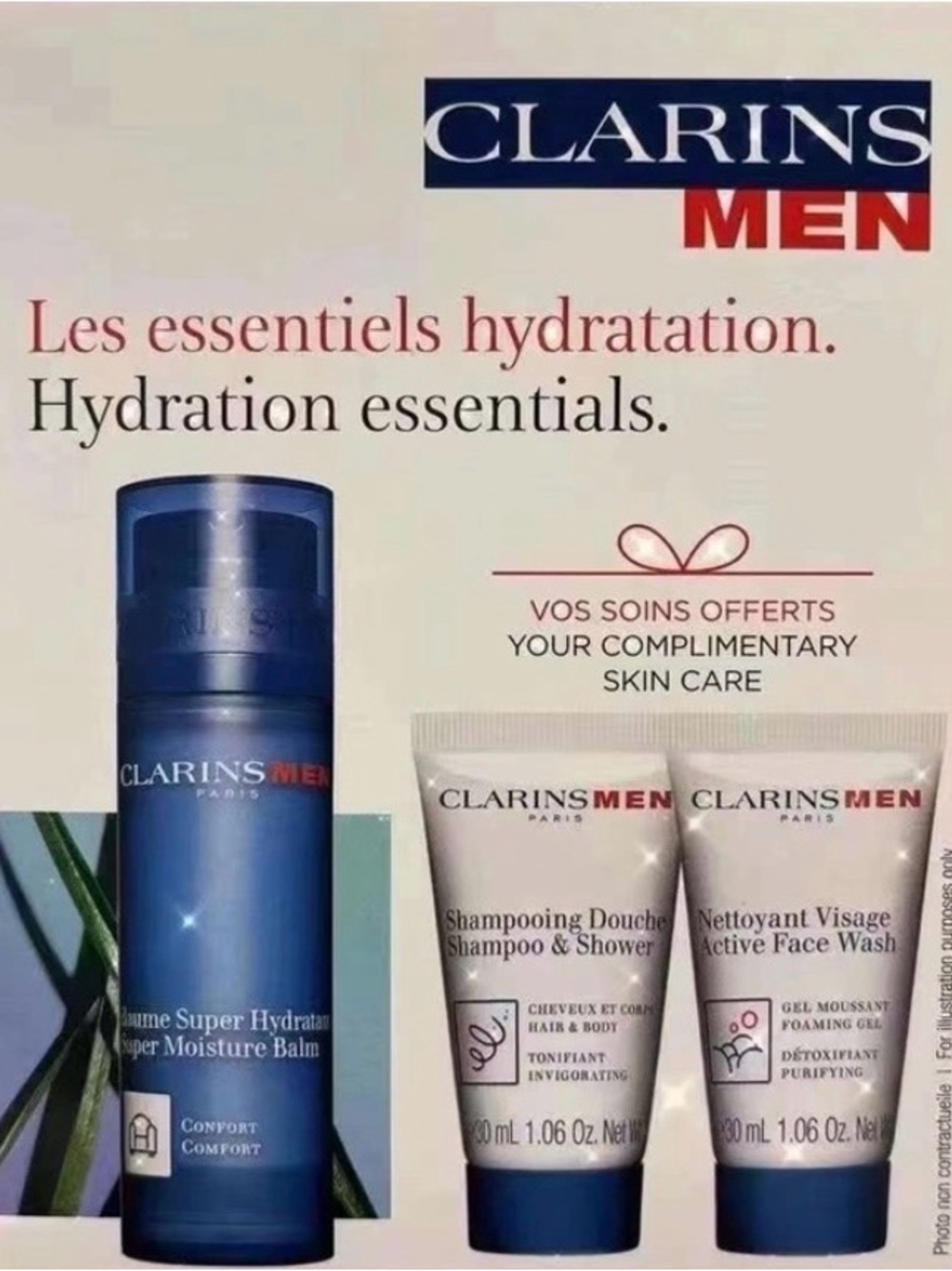 Clarins Men Blue Moisture Balm with Complimentary Face Wash Duo.  BRAND NEW